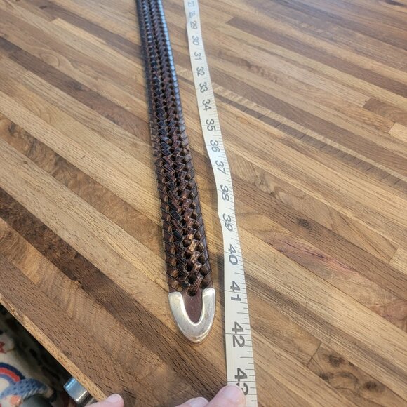 Fossil Brown Woven Leather Men's Belt with Silver Hardware/Buckle size 34 - Picture 9 of 10